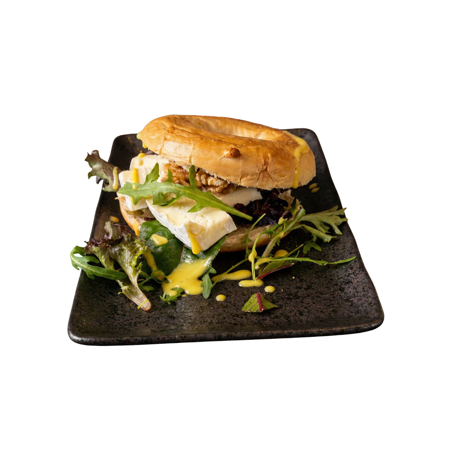 lecker belegter Brie Bagel